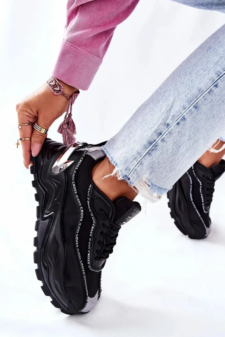 Discount Cross Jeans Damskie Sportowe Buty II2R4018C Czarne Czarny