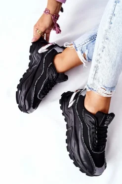 Discount Cross Jeans Damskie Sportowe Buty II2R4018C Czarne Czarny