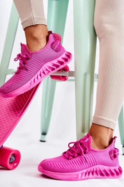 Boto Sneakersy Damskie*Damskie Sportowe Buty Materiałowe Różowe Lenney