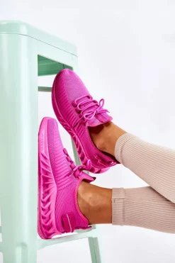 Boto Sneakersy Damskie*Damskie Sportowe Buty Materiałowe Różowe Lenney