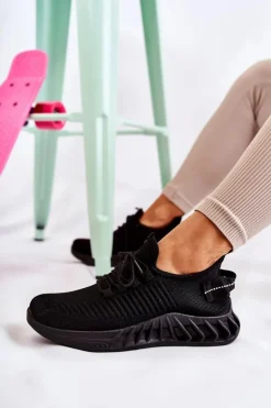 Boto Sneakersy Damskie*Damskie Sportowe Buty Materiałowe Czarne Lenney