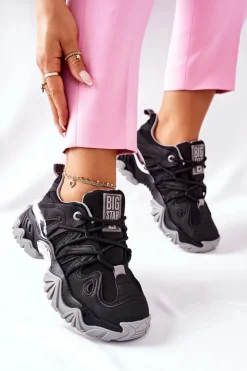 Big Star Shoes Buty Sportowe Na Platformie|Buty Sportowe Big Star*Damskie Sportowe Buty Memory Foam Big Star II274089 Czarne