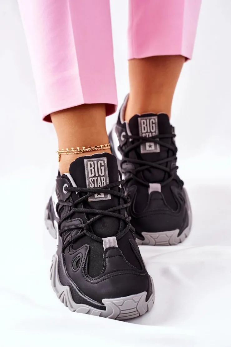 Big Star Shoes Buty Sportowe Na Platformie|Buty Sportowe Big Star*Damskie Sportowe Buty Memory Foam Big Star II274089 Czarne