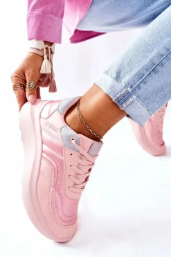 Big Star Shoes Trampki Damskie Big Star|Buty Sportowe Na Platformie*Damskie Sportowe Buty Memory Foam Big Star II274333 Różowe