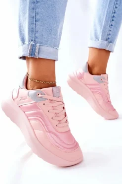 Big Star Shoes Trampki Damskie Big Star|Buty Sportowe Na Platformie*Damskie Sportowe Buty Memory Foam Big Star II274333 Różowe