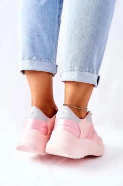 Big Star Shoes Trampki Damskie Big Star|Buty Sportowe Na Platformie*Damskie Sportowe Buty Memory Foam Big Star II274333 Różowe