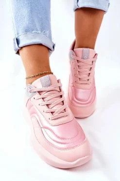 Big Star Shoes Trampki Damskie Big Star|Buty Sportowe Na Platformie*Damskie Sportowe Buty Memory Foam Big Star II274333 Różowe