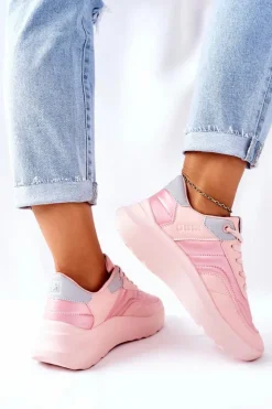 Big Star Shoes Trampki Damskie Big Star|Buty Sportowe Na Platformie*Damskie Sportowe Buty Memory Foam Big Star II274333 Różowe