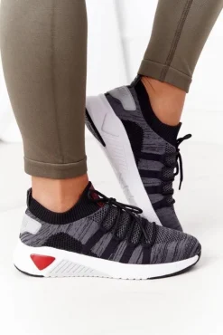 Damskie Big Star Shoes Damskie Sportowe Buty Memory Foam Big Star HH274532 Ciemnoszare