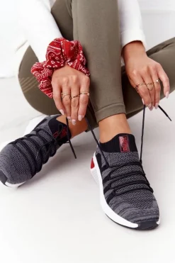 Damskie Big Star Shoes Damskie Sportowe Buty Memory Foam Big Star HH274532 Ciemnoszare