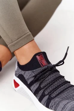 Damskie Big Star Shoes Damskie Sportowe Buty Memory Foam Big Star HH274532 Ciemnoszare