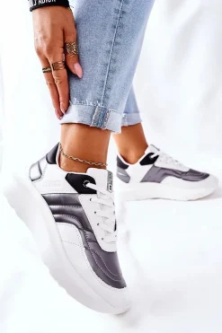 Big Star Shoes Trampki Damskie Big Star|Buty Sportowe Na Platformie*Damskie Sportowe Buty Memory Foam Big Star II274335 Białe