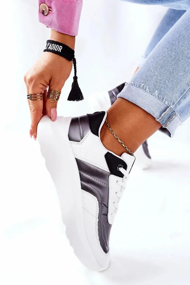 Big Star Shoes Trampki Damskie Big Star|Buty Sportowe Na Platformie*Damskie Sportowe Buty Memory Foam Big Star II274335 Białe