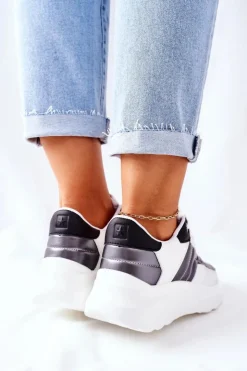 Big Star Shoes Trampki Damskie Big Star|Buty Sportowe Na Platformie*Damskie Sportowe Buty Memory Foam Big Star II274335 Białe