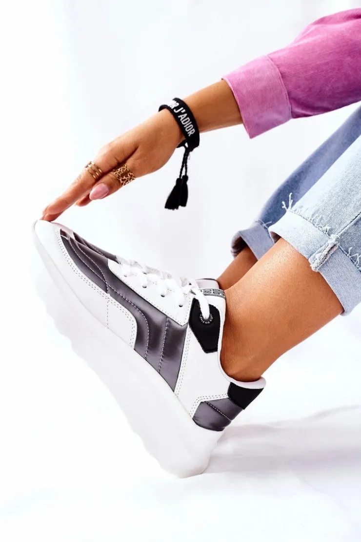 Big Star Shoes Trampki Damskie Big Star|Buty Sportowe Na Platformie*Damskie Sportowe Buty Memory Foam Big Star II274335 Białe