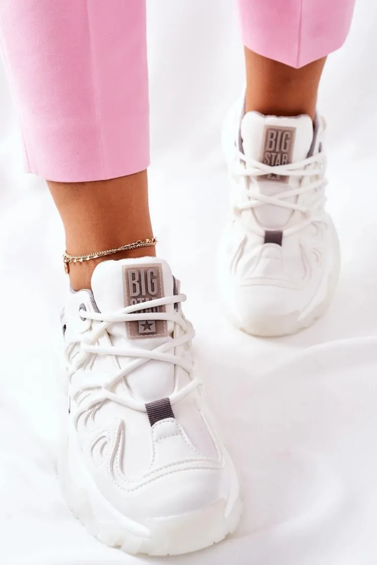 Damskie Big Star Shoes Damskie Sportowe Buty Memory Foam Big Star II274088 Białe