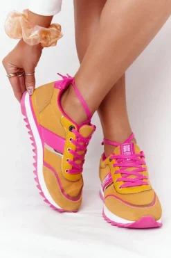 Big Star Shoes Trampki Damskie Big Star|Buty Sportowe Na Platformie*Damskie Sportowe Buty Memory Foam Big Star HH274273 Żółte