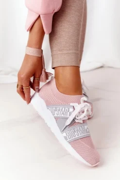 Damskie Big Star Shoes Damskie Sportowe Buty Memory Foam Big Star HH274353 Różowe