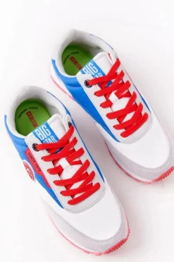 Big Star Shoes Trampki Damskie Big Star|Big Star*Damskie Sportowe Buty Memory Foam Big Star HH274526 Biało-Niebieskie