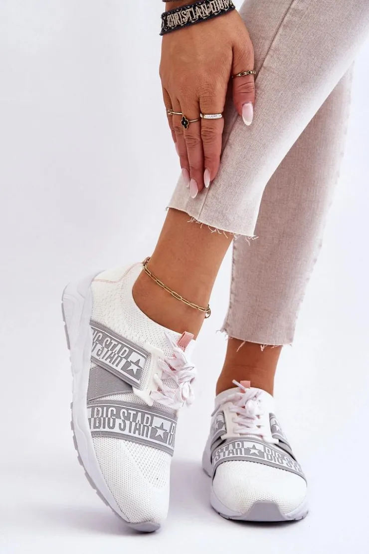 Big Star Shoes Trampki Damskie Big Star|Buty Sportowe Na Platformie*Damskie Sportowe Buty Memory Foam Big Star HH274355 Białe