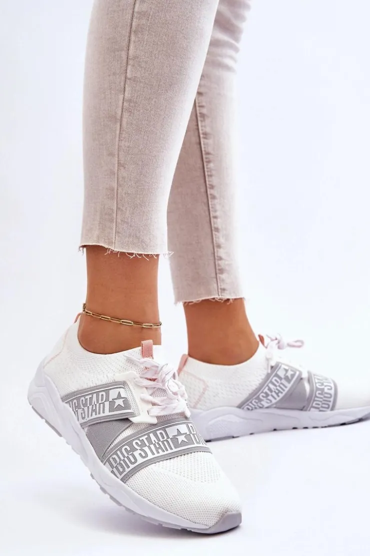 Big Star Shoes Trampki Damskie Big Star|Buty Sportowe Na Platformie*Damskie Sportowe Buty Memory Foam Big Star HH274355 Białe