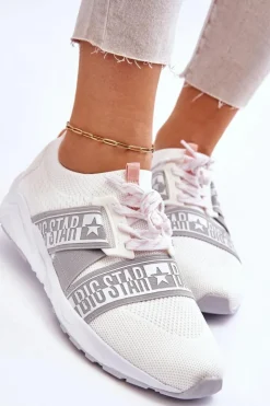 Big Star Shoes Trampki Damskie Big Star|Buty Sportowe Na Platformie*Damskie Sportowe Buty Memory Foam Big Star HH274355 Białe