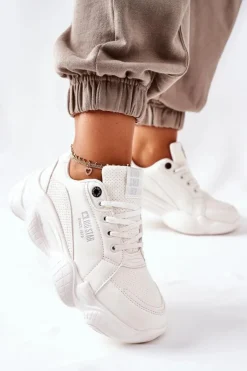 Big Star Shoes Trampki Damskie Big Star|Big Star*Damskie Sportowe Buty Memory Foam Big Star II274359 Białe