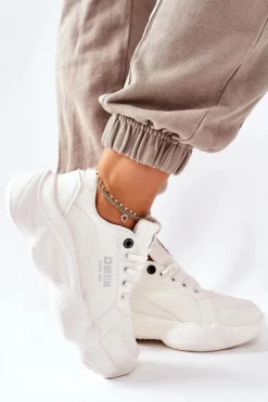 Big Star Shoes Trampki Damskie Big Star|Big Star*Damskie Sportowe Buty Memory Foam Big Star II274359 Białe