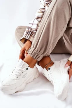 Big Star Shoes Trampki Damskie Big Star|Big Star*Damskie Sportowe Buty Memory Foam Big Star II274359 Białe