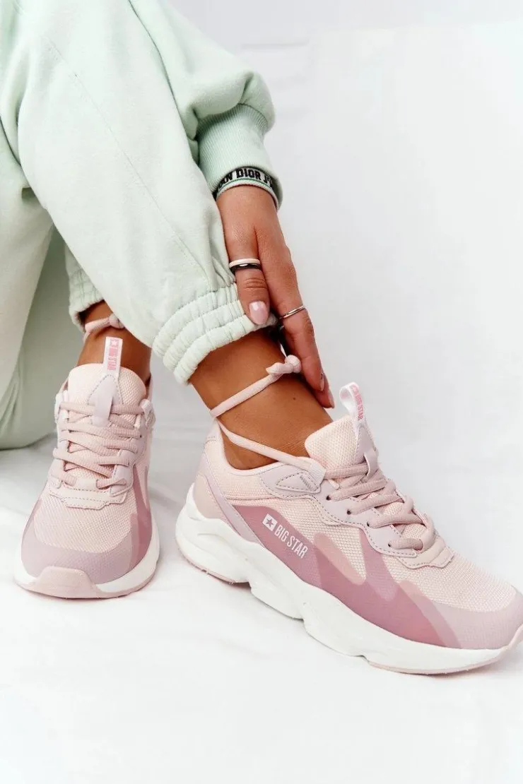 Damskie Big Star Shoes Damskie Sportowe Buty Memory Foam Big Star HH274811 Różowe