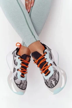 Outlet Big Star Shoes Damskie Sportowe Buty Memory Foam Big Star HH274324 Szaro-Zielone