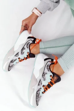 Outlet Big Star Shoes Damskie Sportowe Buty Memory Foam Big Star HH274324 Szaro-Zielone