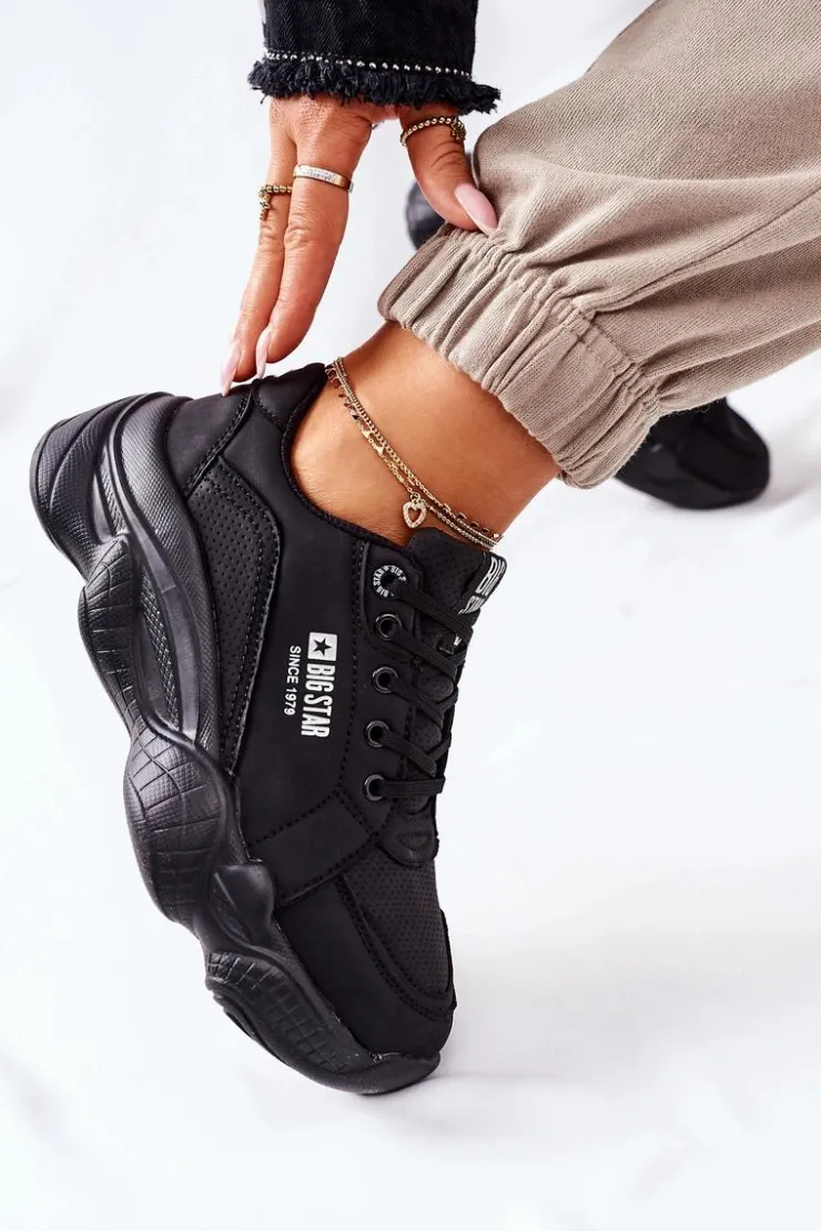 New Big Star Shoes Damskie Sportowe Buty Memory Foam Big Star II274356 Czarne
