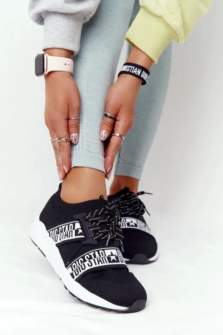 Hot Big Star Shoes Damskie Sportowe Buty Memory Foam Big Star HH274359 Czarne