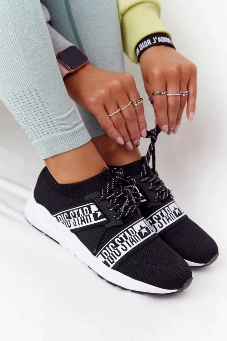 Hot Big Star Shoes Damskie Sportowe Buty Memory Foam Big Star HH274359 Czarne