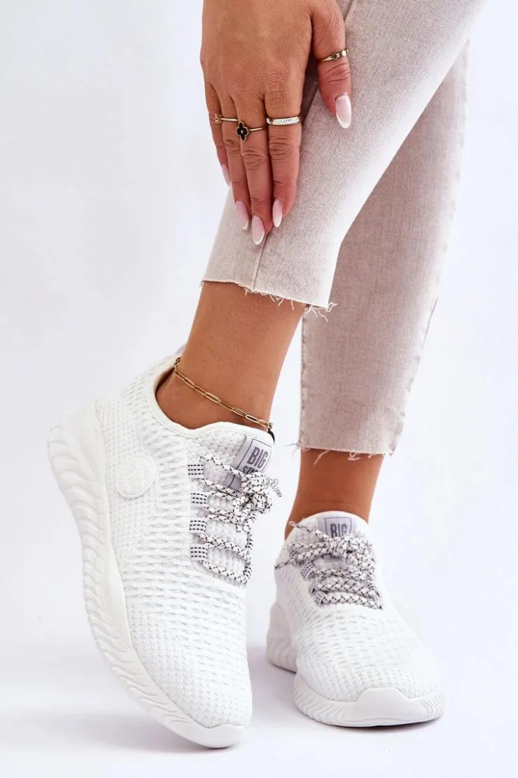 Big Star Shoes Trampki Damskie Big Star|Buty Sportowe Na Platformie*Damskie Sportowe Buty Memory Foam Big Star HH274296 Białe