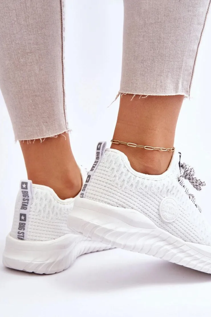 Big Star Shoes Trampki Damskie Big Star|Buty Sportowe Na Platformie*Damskie Sportowe Buty Memory Foam Big Star HH274296 Białe