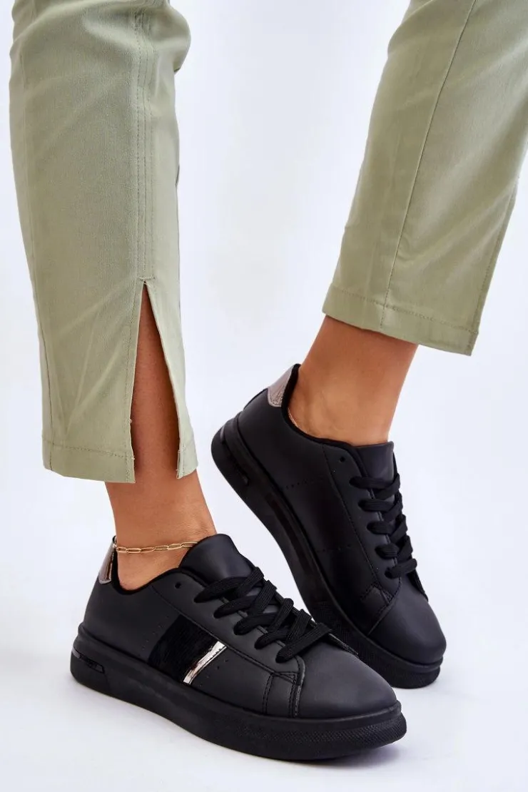 Boto Sneakersy Damskie*Damskie Sportowe Buty Na Platformie Czarne Soris