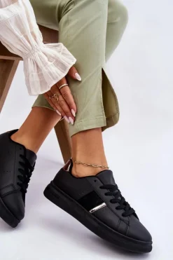 Boto Sneakersy Damskie*Damskie Sportowe Buty Na Platformie Czarne Soris