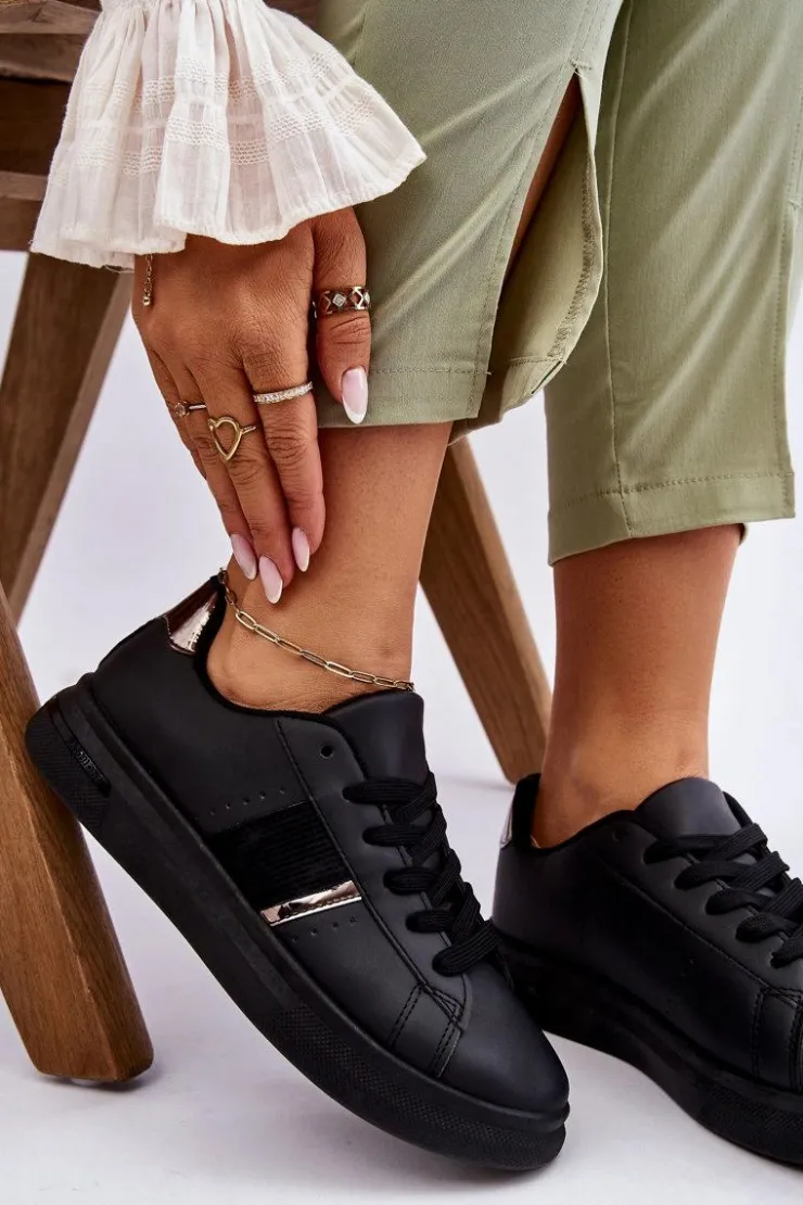 Boto Sneakersy Damskie*Damskie Sportowe Buty Na Platformie Czarne Soris