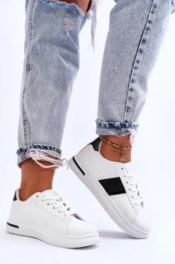 Boto Sneakersy Damskie*Damskie Sportowe Buty Na Platformie Biało-Czarne Soris