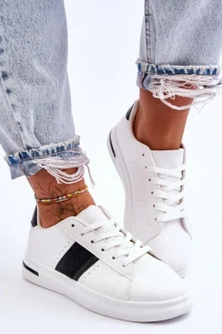 Boto Sneakersy Damskie*Damskie Sportowe Buty Na Platformie Biało-Czarne Soris