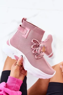 Boto Buty Sportowe Na Platformie*Damskie Sportowe Buty Skarpetkowe Różowe KeSports