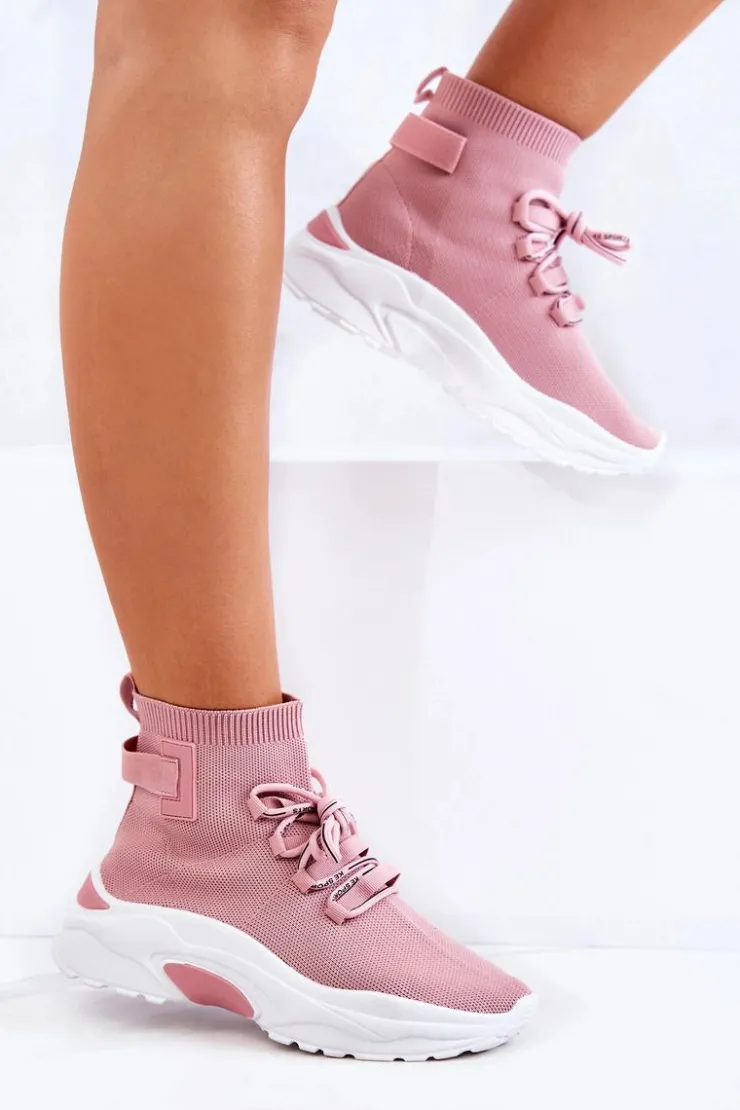 Boto Buty Sportowe Na Platformie*Damskie Sportowe Buty Skarpetkowe Różowe KeSports