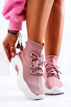 Boto Buty Sportowe Na Platformie*Damskie Sportowe Buty Skarpetkowe Różowe KeSports