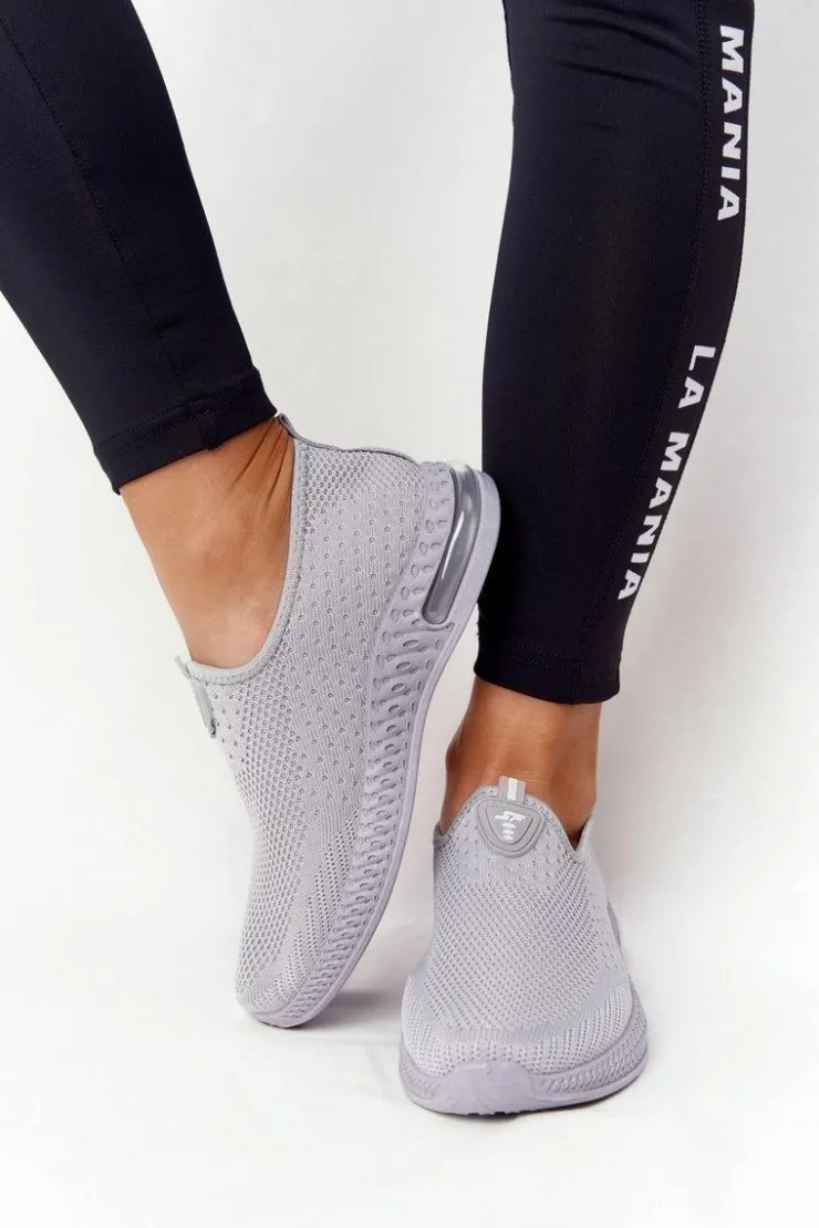 Outlet Boto Damskie Sportowe Buty Slip-on Szare Be Stretchy