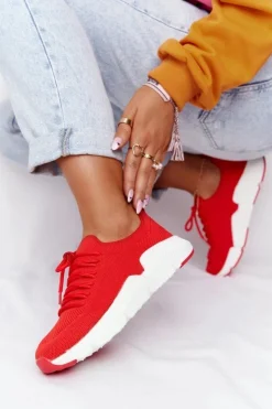 Big Star Shoes Trampki Damskie Slip-On|Trampki Damskie Big Star*Damskie Sportowe Buty Slip-on Big Star DD274580 Czerwone