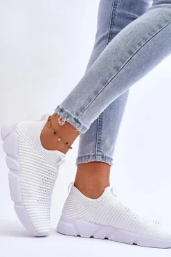 Damskie Big Star Shoes Damskie Sportowe Buty Slip-on Big Star DD274460 Białe