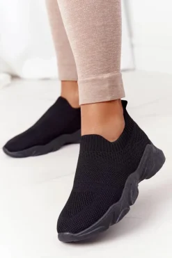 Sale Boto Damskie Sportowe Buty Slip-on Czarne Yoga Class