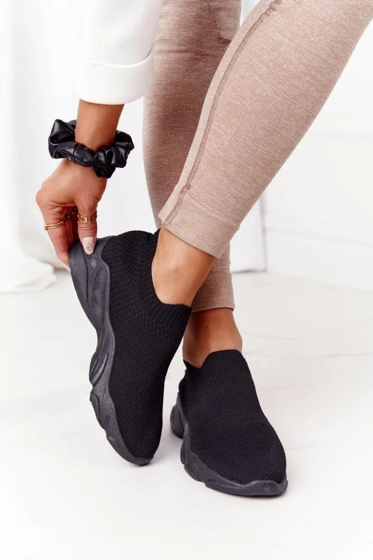 Sale Boto Damskie Sportowe Buty Slip-on Czarne Yoga Class